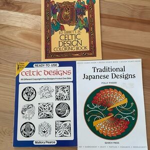 Three design ideas books 2 Celtic and 1 Japanese. Great ideas for art, craft.